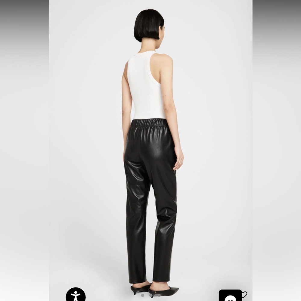 Anine Bing Colton track pant black faux leather - Picture 2 of 8